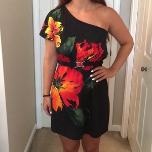 One shoulder floral dress